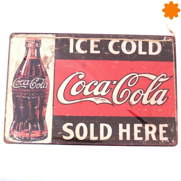 Chapa de publicidad de estilo retro Ice cold beer sold here