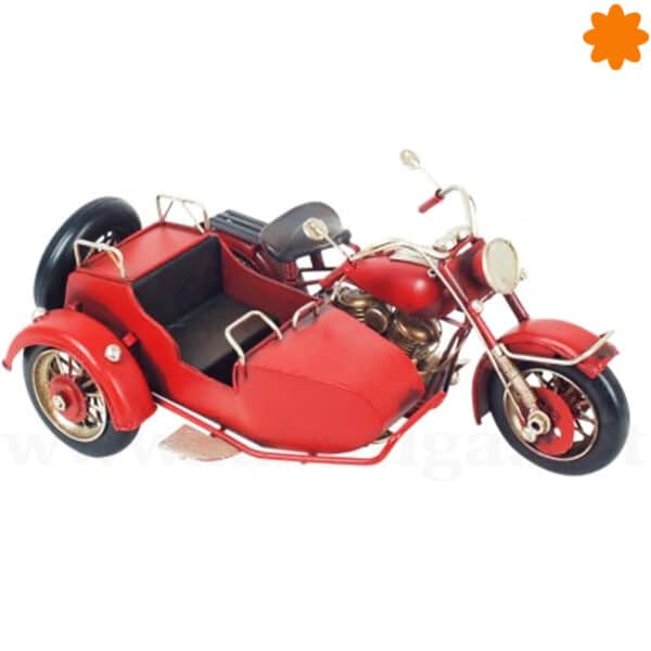 Figura de metal motocicleta sidecar roja