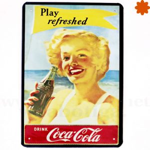 Placa metálica retro Coca Cola