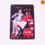 Placa metálica retro Coca Cola Play refreshed