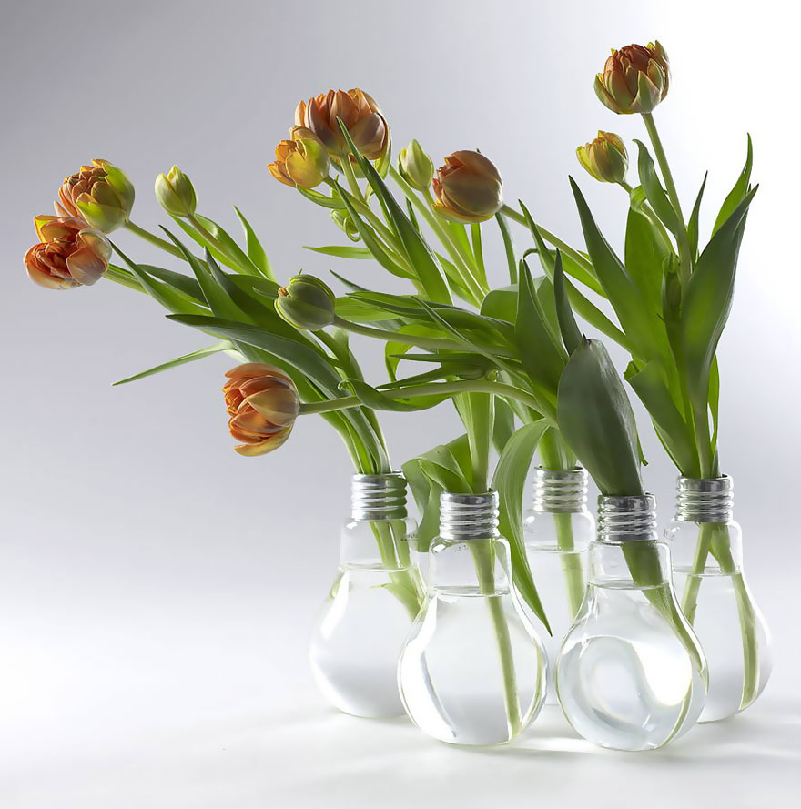 proveta para flor con bombilla DiY