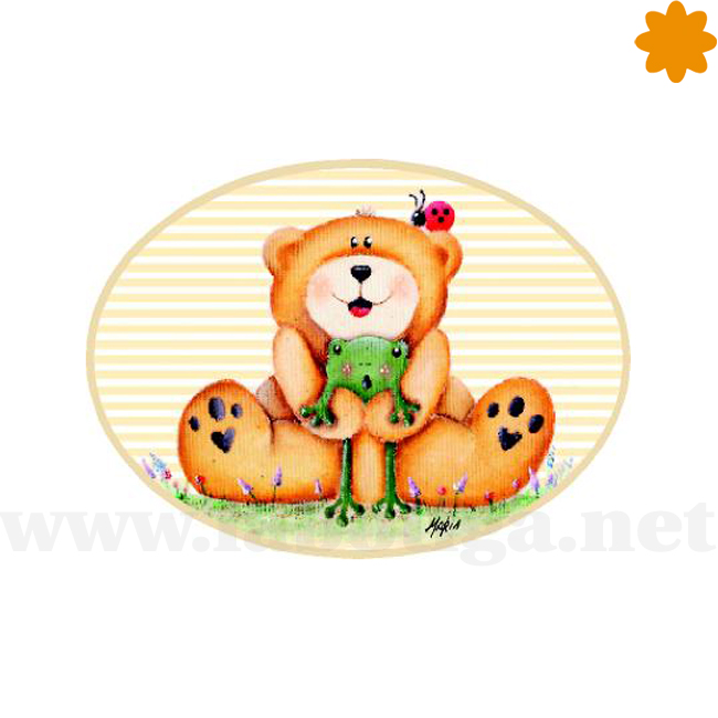 Cartel decorativo infantil con oso de peluche y rana