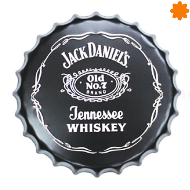 gran chapa de cerveza decorativa de la marca de Jack Daniels