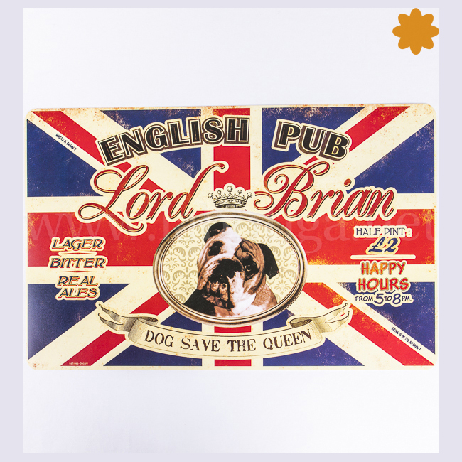 Mantel individual inglés English Pub Lord Brian Dog Save The Queen