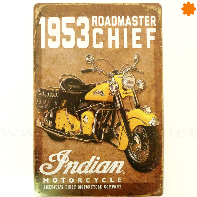 letrero metálico indian motorcycle