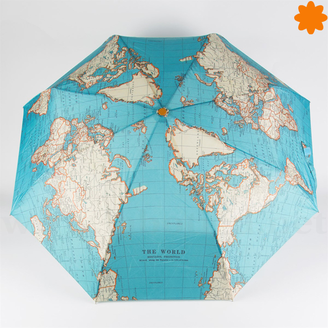 paraguas plegable para viajeros con el mapa del mundo
