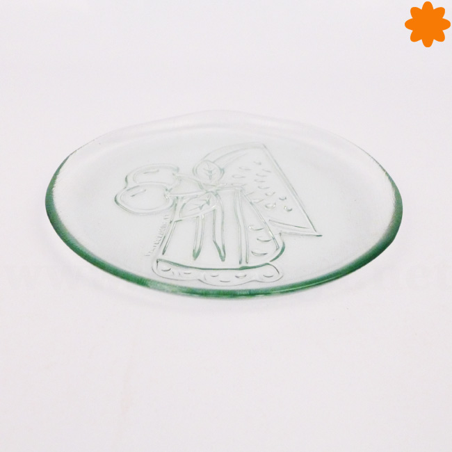 Plato de cristal reciclado con dibujos de fruta