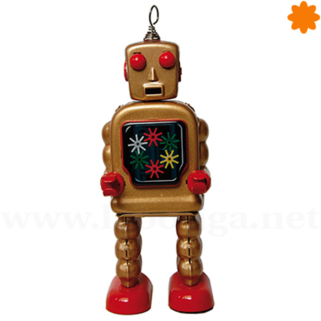 Robot Chispas dorado con mecanismos de metal para regalar