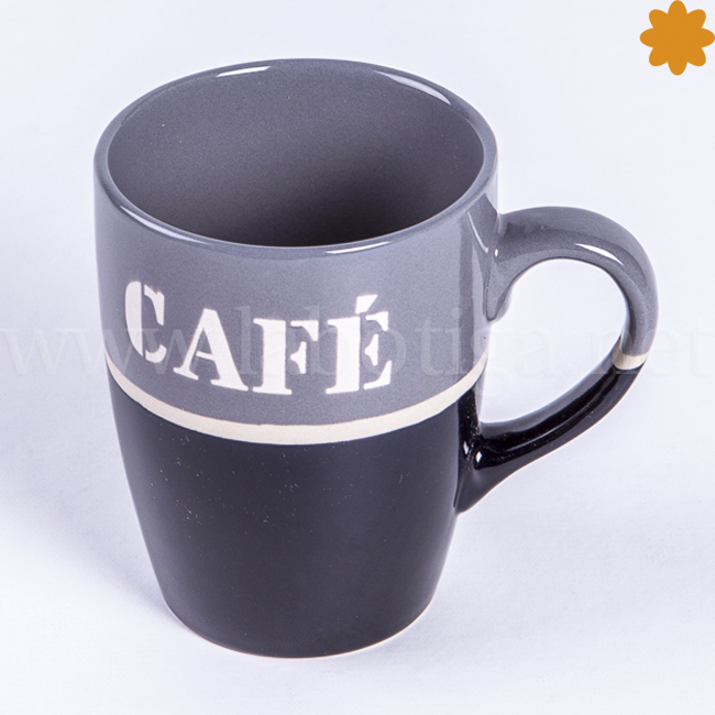 Taza de cerámica para café de colores gris y negro Disponible online