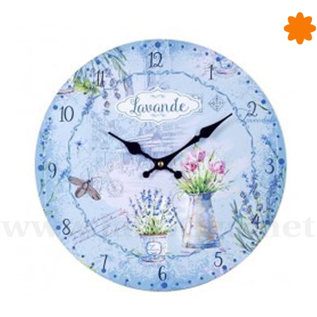 Reloj de pared dedicado a la lavanda en color azul Reloj de pared dedicado a la lavanda en color azul