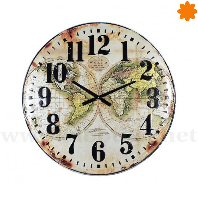 Reloj de pared gigante con el mapa del mundo Reloj de pared gigante con el mapa del mundo
