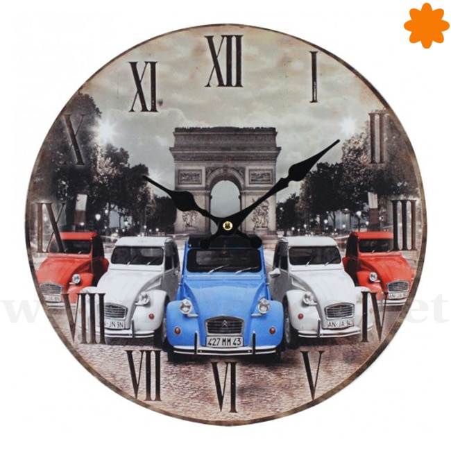 Reloj de colgar decorado con Citroen 2 caballos Reloj de colgar decorado con Citroen 2 caballos