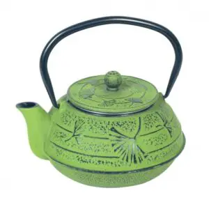 Tetera de hierro colado de color verde pistacho